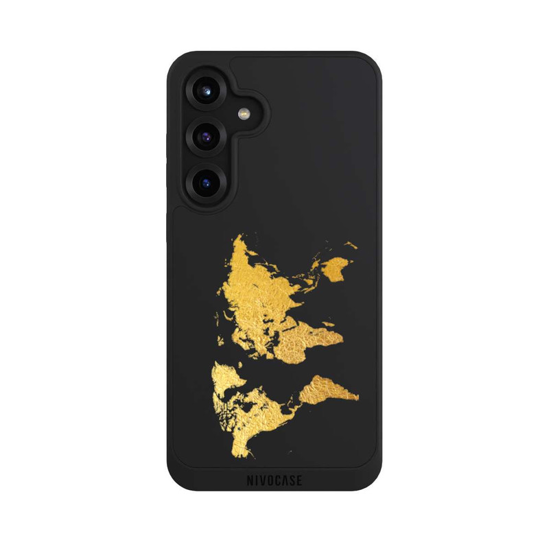 Galaxy S25 + NIVOpure Weltkarte Gold Transparent