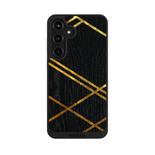 Samsung Galaxy S25+  NIVOpure Schwarzes geometrisches Muster Goldene Streifen