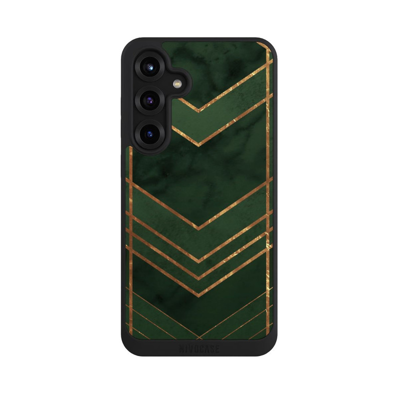 Galaxy S25 + NIVOpure Motif vert foncé rayures dorées