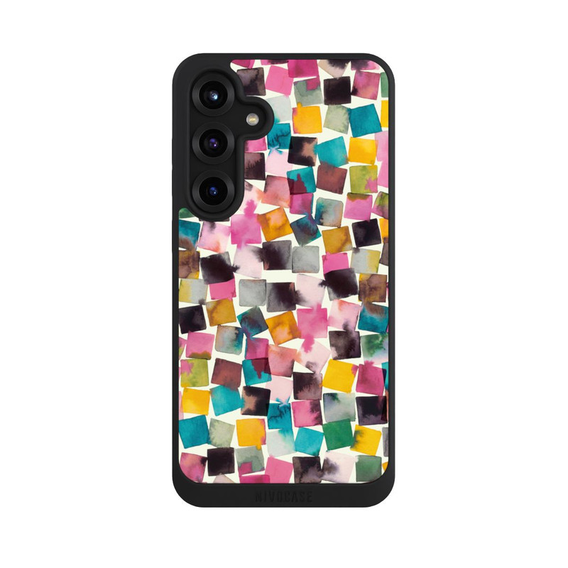 Galaxy S25 + NIVOpure Aquarell geometrische Plaids rosa