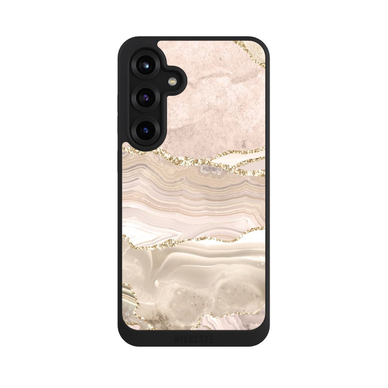 Galaxy S25 + NIVOpure Marmor rosa-goldene Streifen