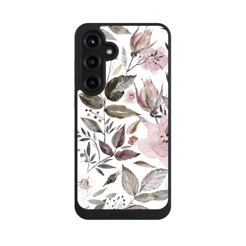 Galaxy S25 + NIVOpure Aquarelle Fleurs Roses Brunes