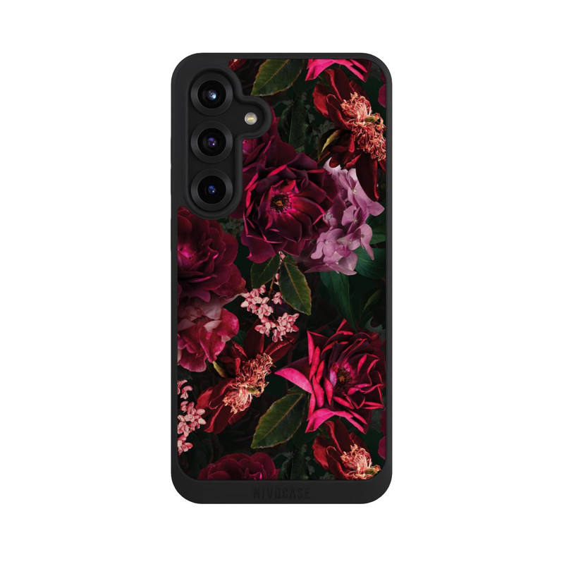 Galaxy S25 + NIVOpure Dunkelrote und rosa Blüten