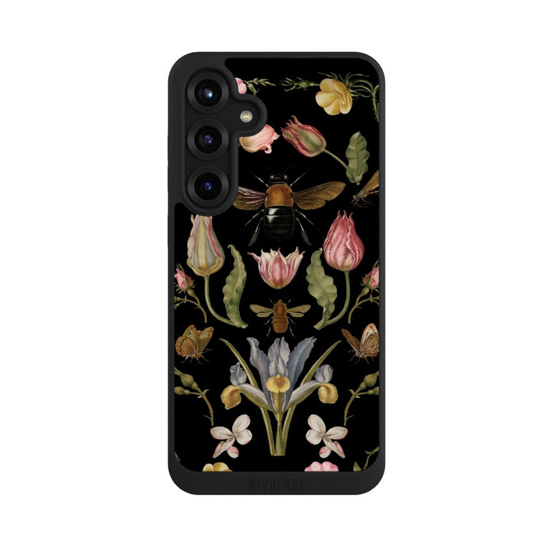 Galaxy S25 + NIVOpure Fleurs Sauvages et Abeilles Fond Noir