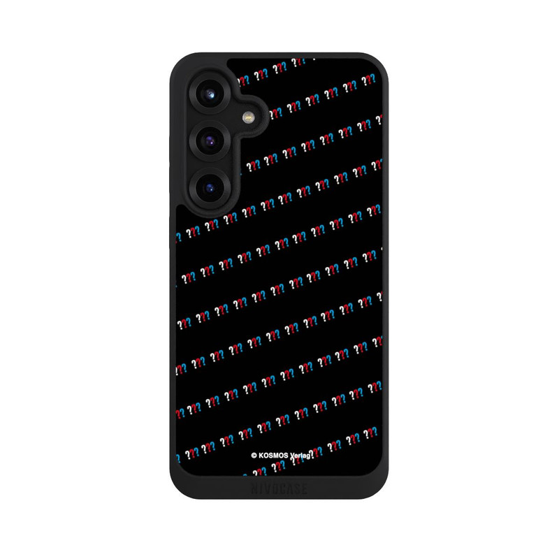 Galaxy S25 + NIVOpure Drei Fragezeichen Muster Schräg