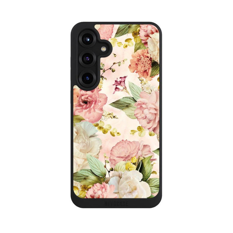 Galaxy S25 + NIVOpure Cadre fleur pivoines beige