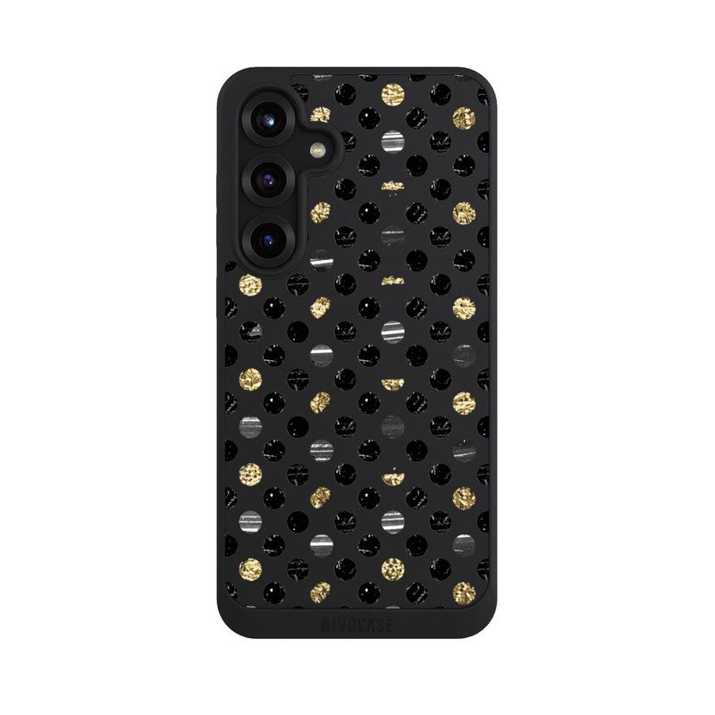 Galaxy S25 + NIVOpure Gold Schwarz Polka Dots