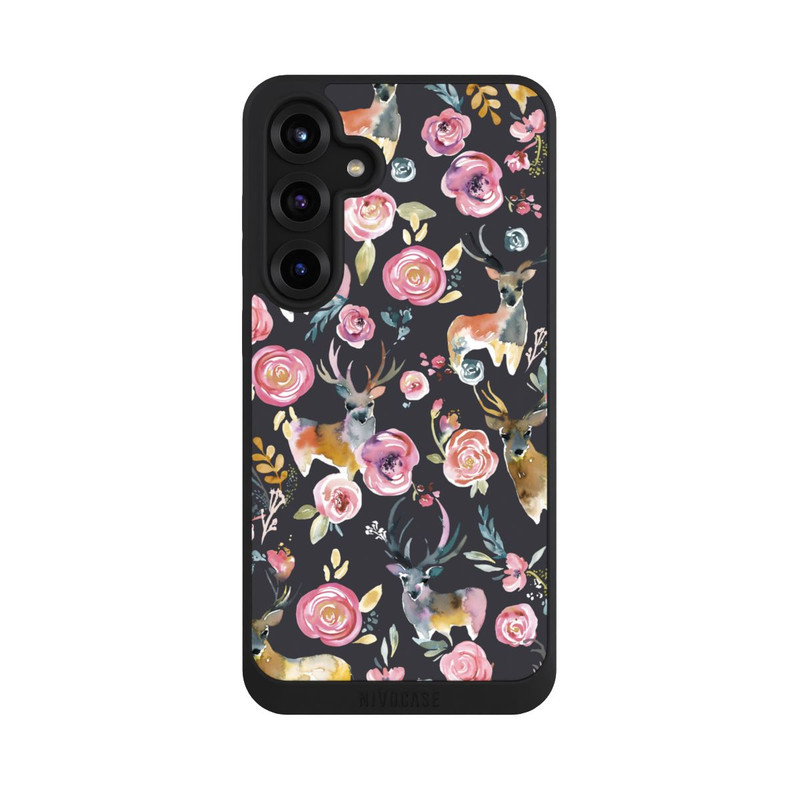Galaxy S25 + NIVOpure Cerfs et fleurs Anthracite