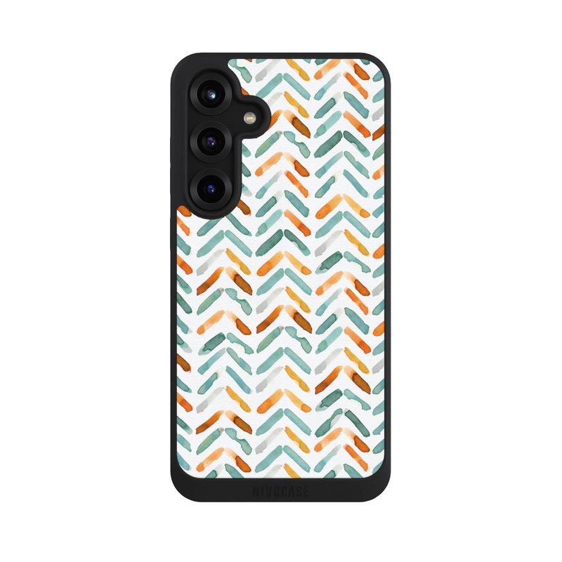 Galaxy S25 + NIVOpure Elegant Fall Chevron Blue Orange