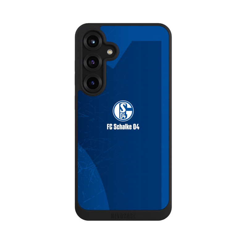 Galaxy S25 + NIVOpure Schalke 04 Blauer Hintergrund Mit Logo