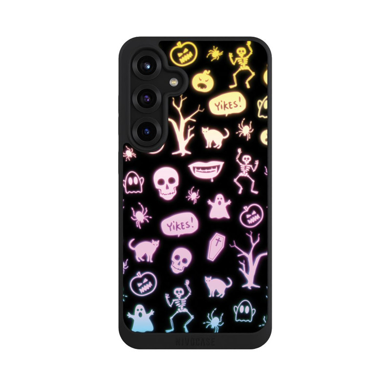 Galaxy S25 + NIVOpure Autocollants néon pour Halloween Fond noir