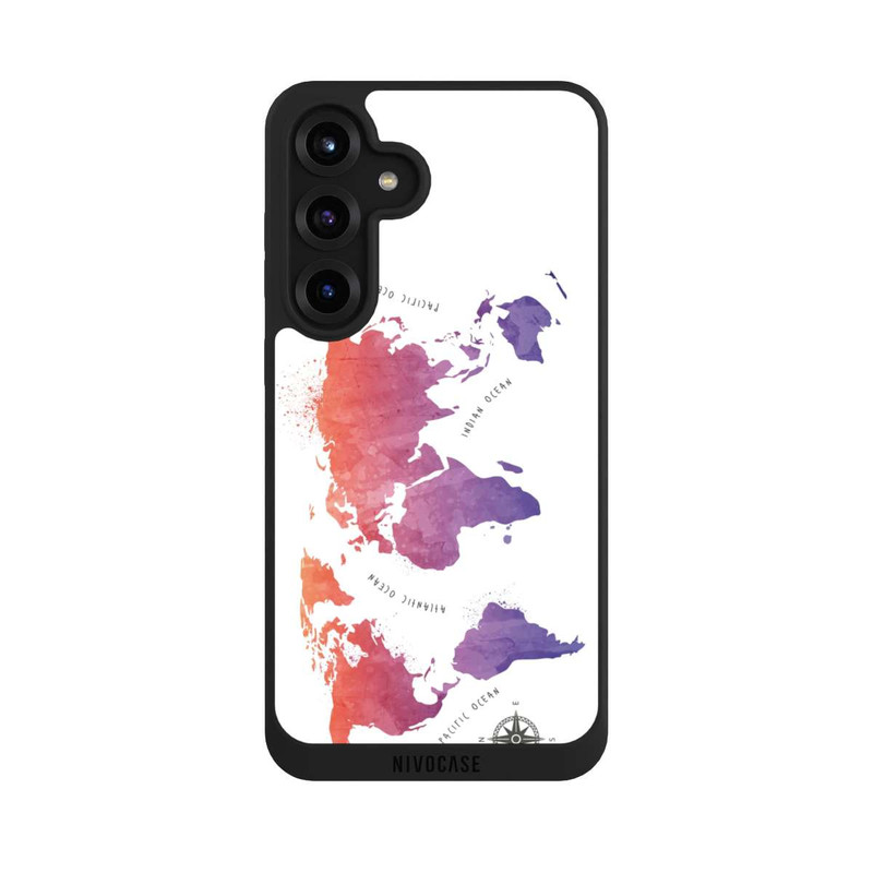 Galaxy S25 + NIVOpure Carte du monde aquarelle blanche