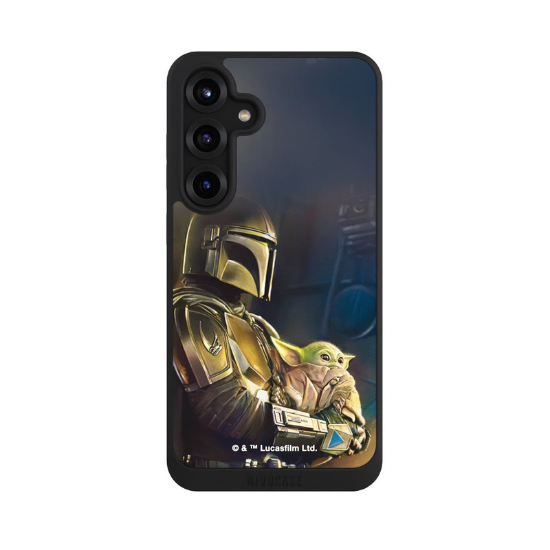 Galaxy S25 + NIVOpure Mandaloriens et Grogu à l'intérieur du vaisseau