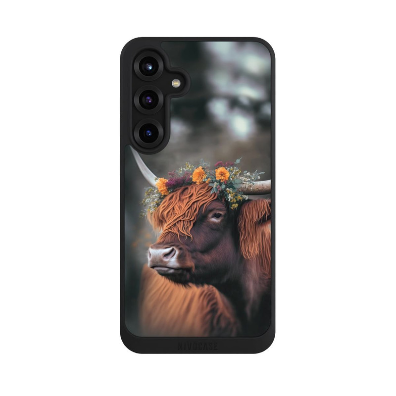 Galaxy S25 + NIVOpure Hochland Rind mit Blumen mit KI