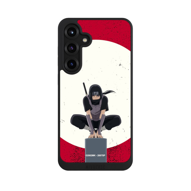 Galaxy S25 + NIVOpure Symbole Itachi Uchiha fond rouge