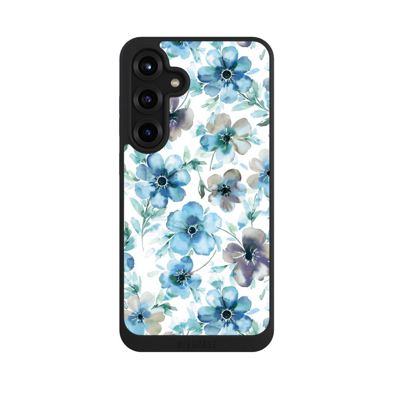 Galaxy S25 + NIVOpure Motif de fleurs bleues Tendance