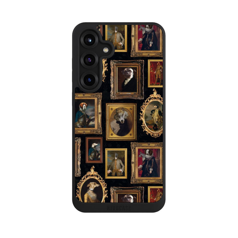 Galaxy S25 + NIVOpure Bilderrahmen Muster Hunde altmodisch mit KI