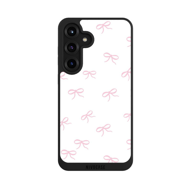 Galaxy S25 + NIVOpure Bows Pink White Pattern Ribbons
