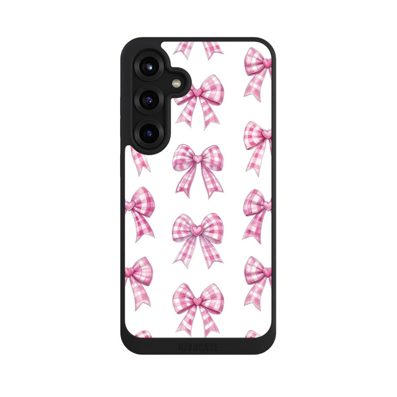 Galaxy S25 + NIVOpure Pink Gingham Hearts and Bows