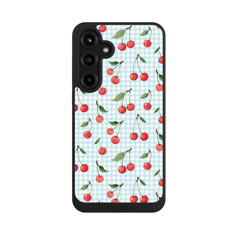Galaxy S25 + NIVOpure Cherries and Blue Gingham