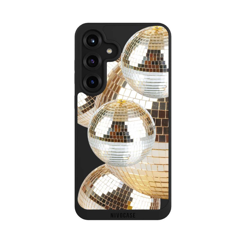 Galaxy S25 + NIVOpure Disco Ball Party Gold Transparent with AI