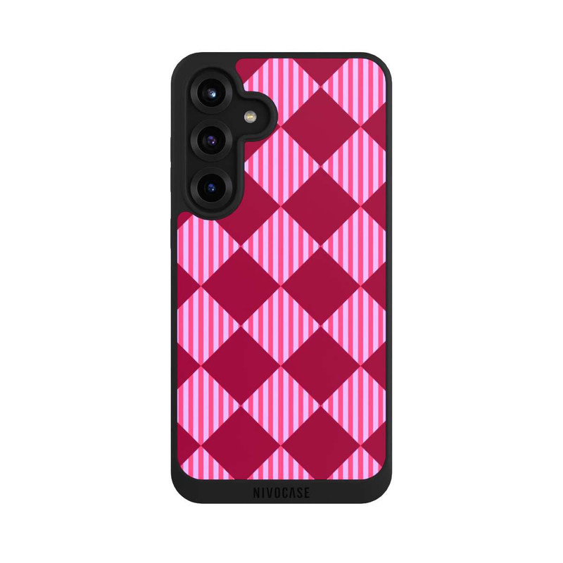 Galaxy S25 + NIVOpure Rauten Muster Rot Rosa