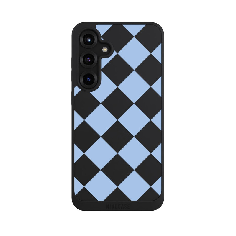 Galaxy S25 + NIVOpure Checked Pattern Light Blue without Background