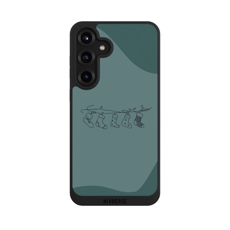 Galaxy S25 + NIVOpure Chaussettes de Noël Line Art Minimaliste