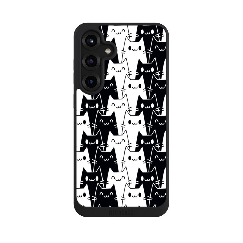 Galaxy S25 + NIVOpure Papier Peint Chat Noir Blanc