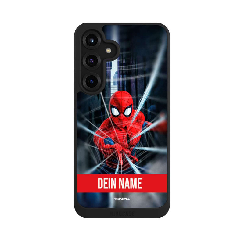 Galaxy S25 + NIVOpure Spiderman Webs in Action Personalisierbar