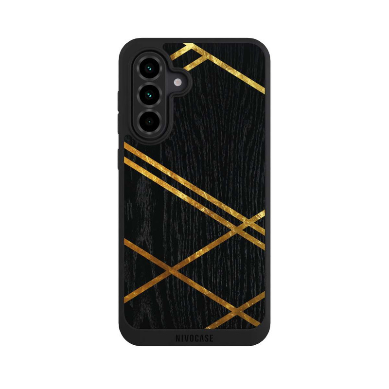 Galaxy A36 5G NIVOpure Black Geometric Pattern Golden Stripes