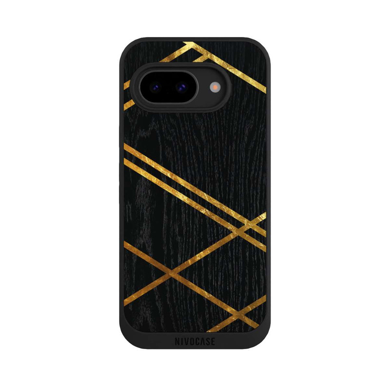 Pixel 9 a NIVOpure Schwarzes geometrisches Muster Goldene Streifen