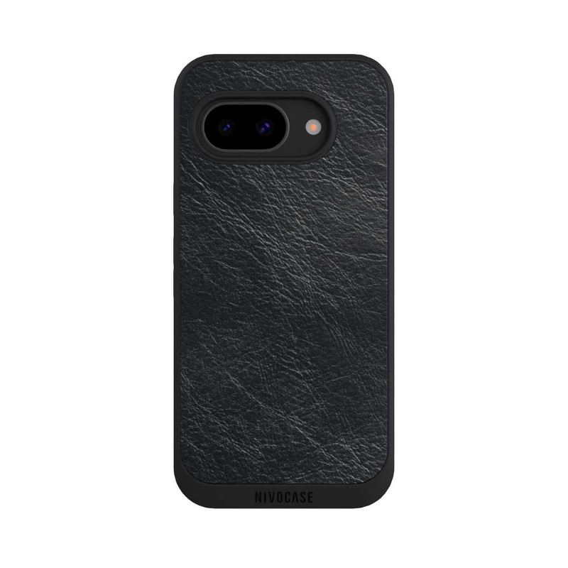 Pixel 9 a NIVOpure Schwarzer Lederlook Hintergrund