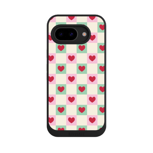 Google Pixel 9a NIVOpure Karomuster Herzen Rosa und Grün Valentinstag