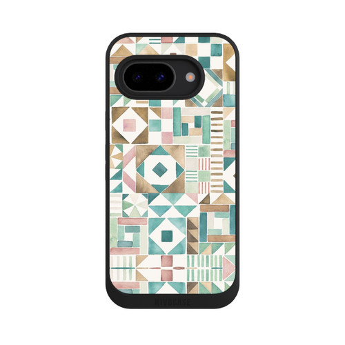 Google Pixel 9a NIVOpure Geometric Blocks Retro Vintage Patchwork Green