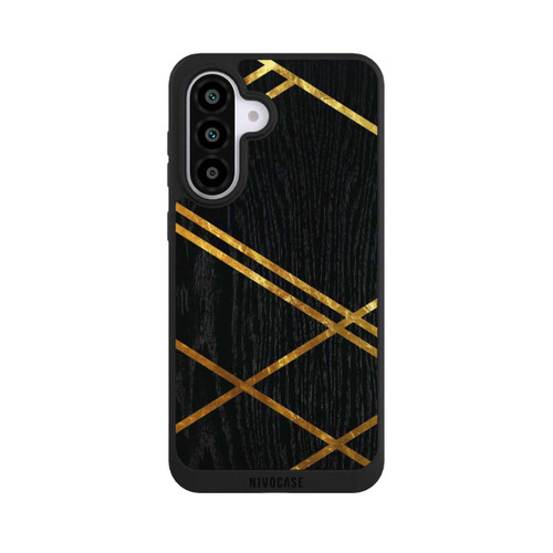 Samsung Galaxy A56 5G NIVOpure Black Geometric Pattern Golden Stripes
