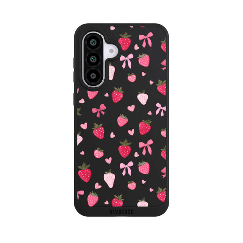 Samsung Galaxy A56 5G NIVOpure Erdbeer Herz Schleifen Pink Muster Transparent