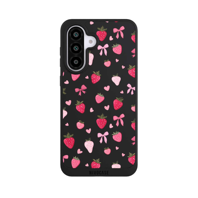 Galaxy A56 5G NIVOpure Strawberry Ribbon Pattern Pink Transparent