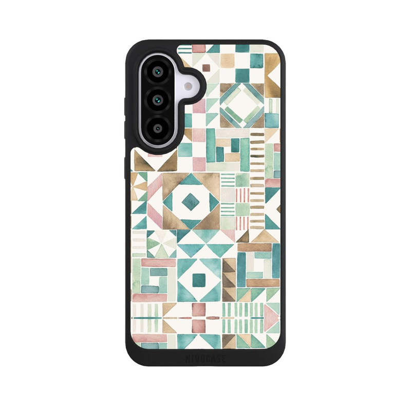 Galaxy A56 5G NIVOpure Geometric Blocks Retro Vintage Patchwork Green