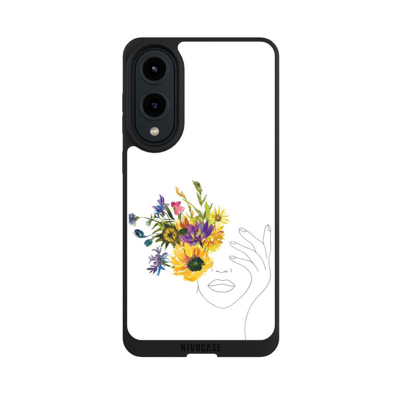 Galaxy S25 Edge NIVOpure Line Art Frau Sonnenblumen