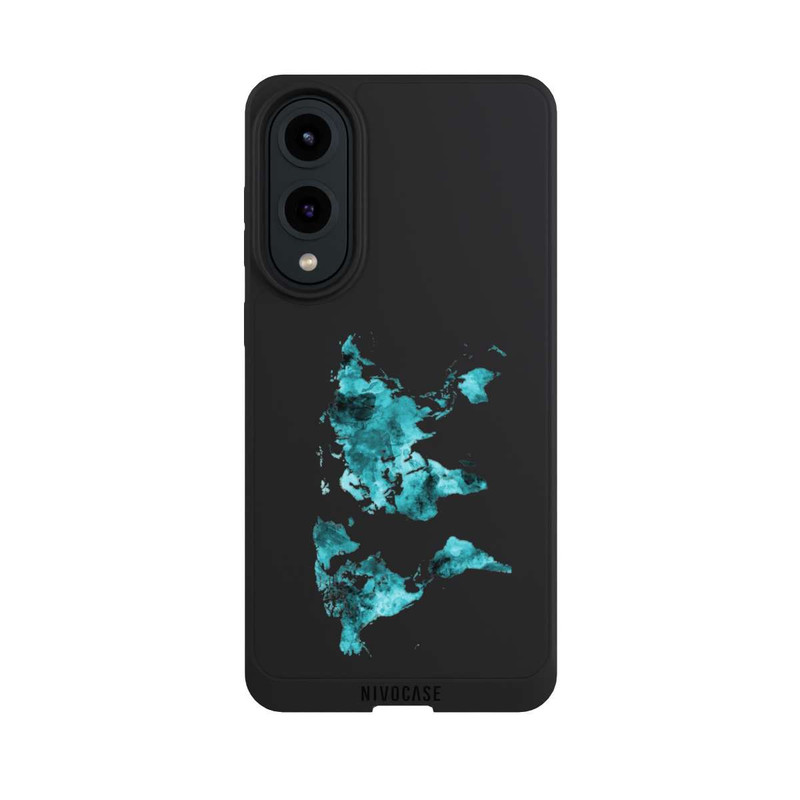 Galaxy S25 Edge NIVOpure Carte du monde Teal Transparent