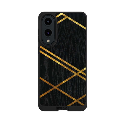 Samsung Galaxy S25 Edge NIVOpure Black Geometric Pattern Golden Stripes