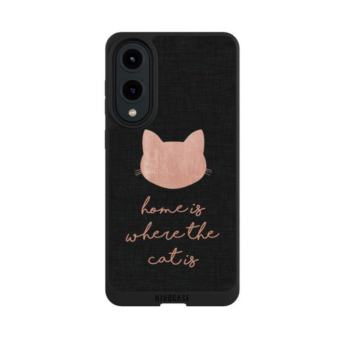 Samsung Galaxy S25 Edge NIVOpure Home Is Where The Cat Is - Rosa auf Schwarz 