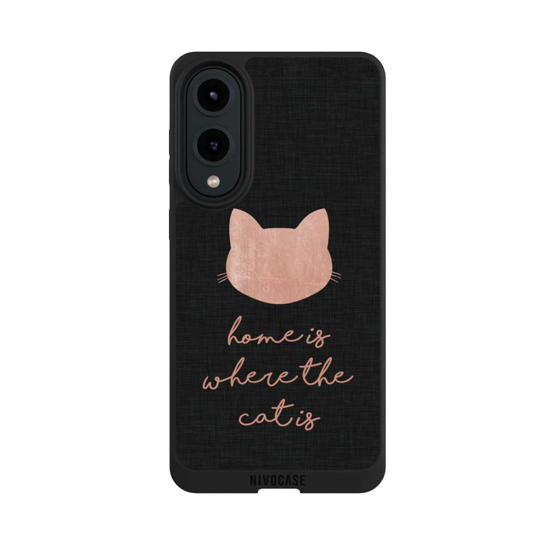Galaxy S25 Edge NIVOpure Home Is Where The Cat Is - Rose sur noir 