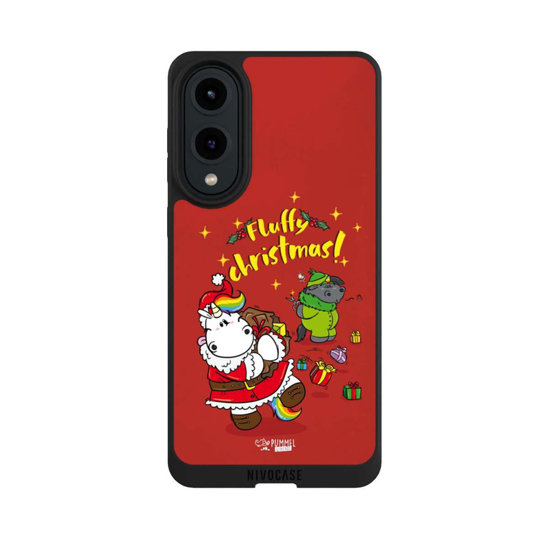 Galaxy S25 Edge NIVOpure Pummeleinhorn Fluffy Christmas Rouge