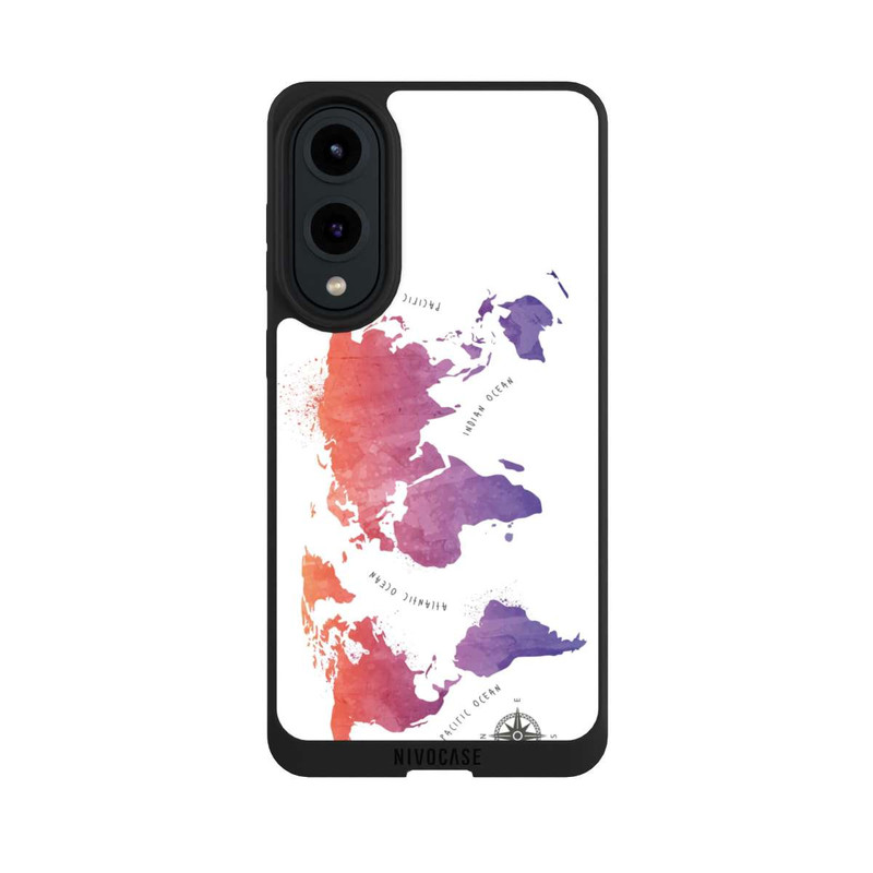 Galaxy S25 Edge NIVOpure Carte du monde aquarelle blanche