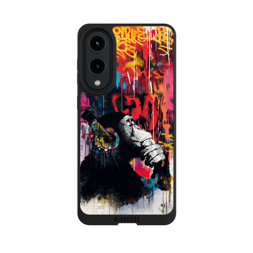 Samsung Galaxy S25 Edge NIVOpure Affe Stereo Kopfhörer Graffiti Street Art Blau