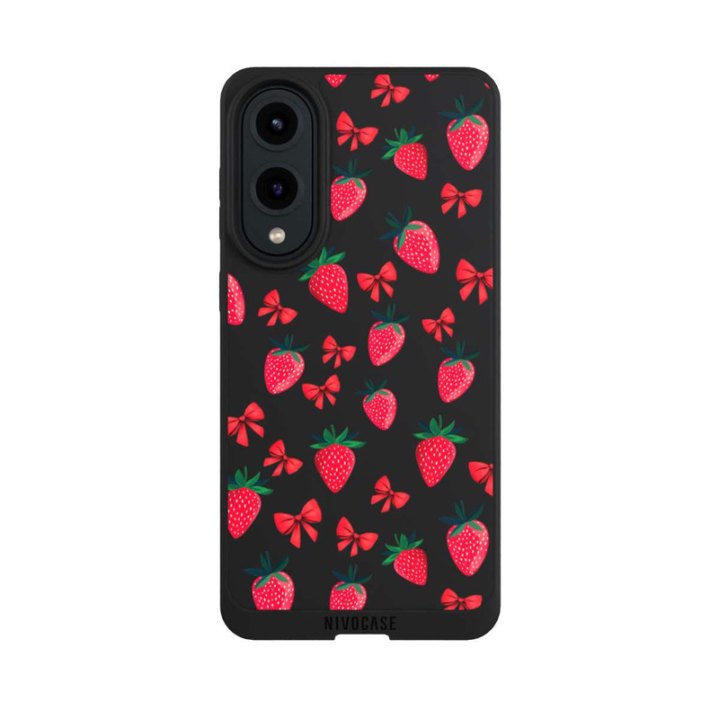 Galaxy S25 Edge NIVOpure Strawberry Heart Ribbon Pattern Transparent