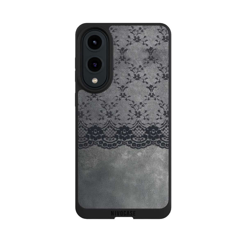 Galaxy S25 Edge NIVOpure Motif de Dentelle Noire sur fond gris