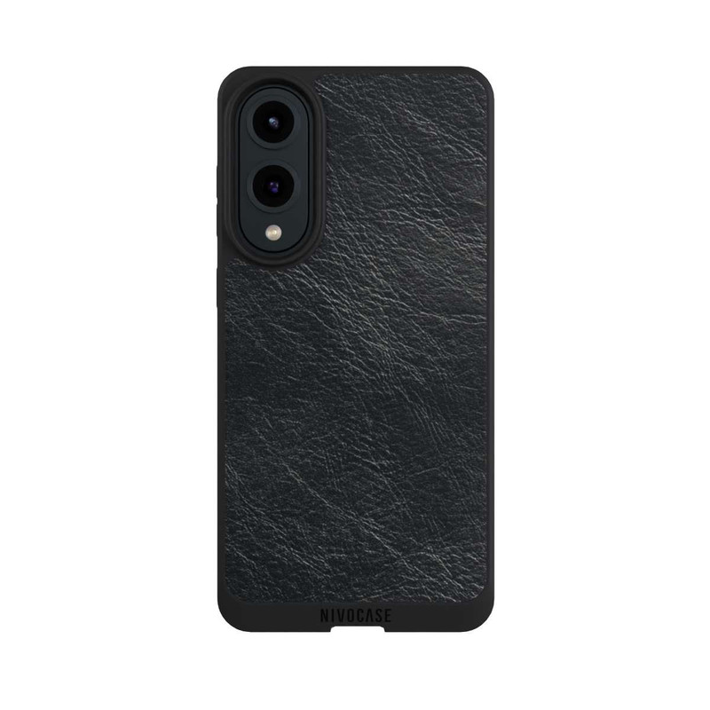 Galaxy S25 Edge NIVOpure Fond Aspect Cuir Noir